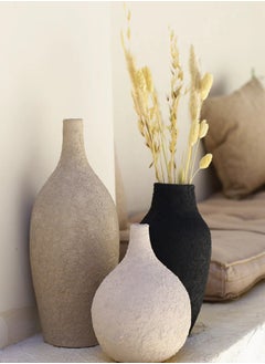 ba9ma The Petra Vase Set by Ba9ma, handcrafted from resin, is suitable for wooden shelves, dining rooms, and buffets.  - Image 1