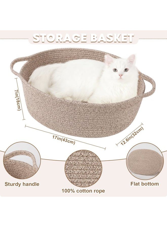 OIAHOMY Large Gift Basket with Handle, 17"x 12.6"x 7" Woven Basket with Gift Bag, Ribbon, Nursery Storage Bins Empty to Fill with Towels, Baby, Pet Toy Organizer - Brown - Image 2
