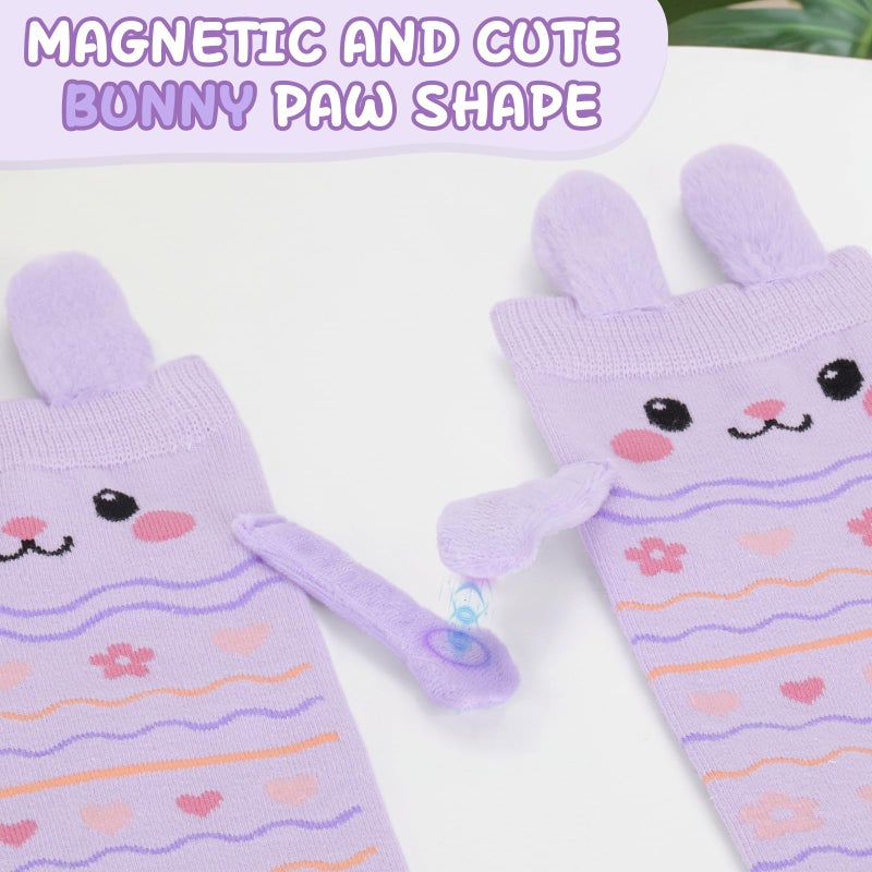 FreeNFond Easter Bunny Socks with Magnetic Holding Hands, Crazy Socks for Kids Women, Funny Gifts for Easter Basket Stuffers (Purple) - Image 5