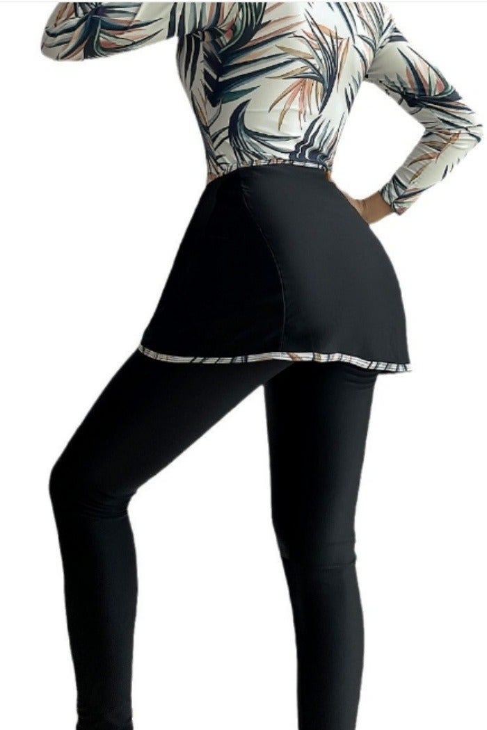 DUNISO Womens' Muslim Swimwear Full Cover Long Sleeve Swimming Top Pants Floral Modest Swimwear Full Cover Islamic Swimming Costume Long Sleeve Zipper Sun Protection Beachwear - Image 4