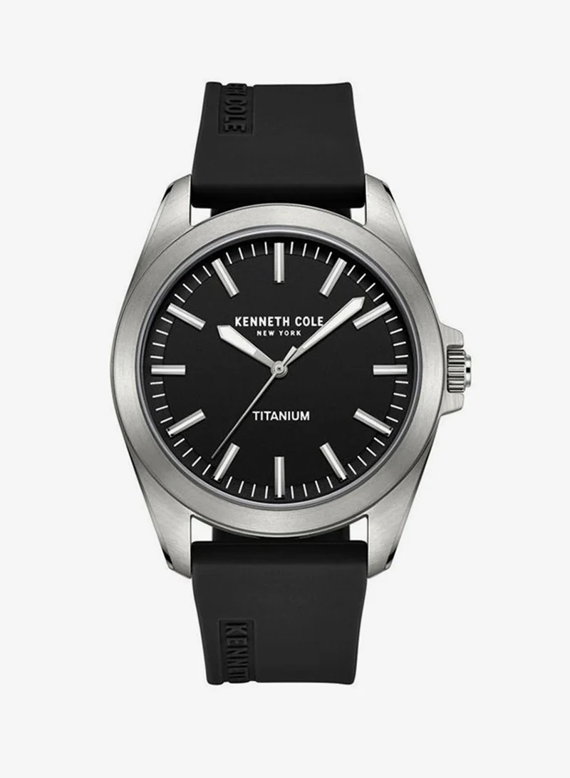 Kenneth Cole New York Black Dial Black Silicone Strap Analog Watch for Men 42mm