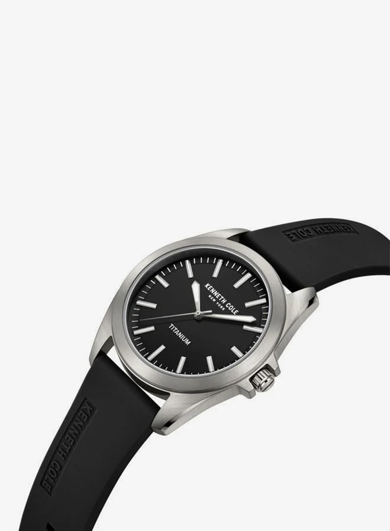 Kenneth Cole New York Black Dial Black Silicone Strap Analog Watch for Men 42mm