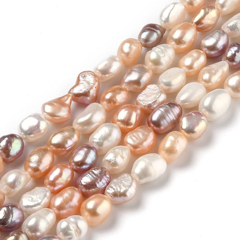 Beadthoven 45pcsStrand Natural Freshwater Pearl Beads 68mm Colorful Irregular Nuggets Pearl Beads Oval Rice Loose Spacers for DIY Necklace Bracelet Jewelry Making Beading SuppliesMixed Color2