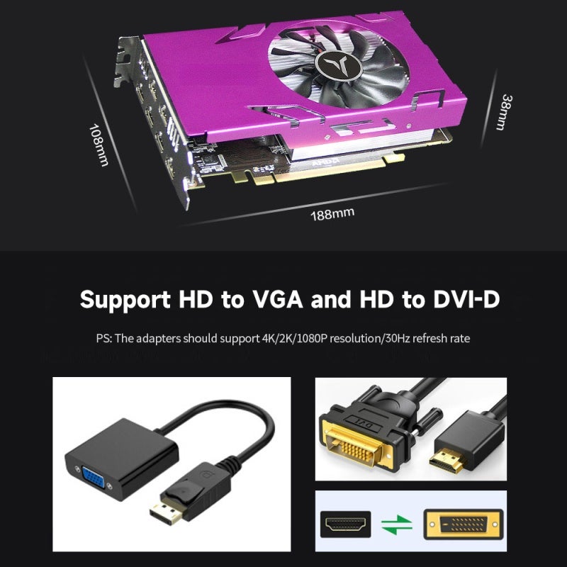 yeston Graphics Card 4GB GDDR5 128Bit 6 HD Ports Support 6 Screens Display - 4500MHz Memory Clock Frequency Video Card for Smooth Gaming Experience - Image 5