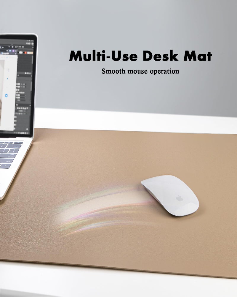 YSAGi Double-Sided Desk Pad, Leather Desk Mat, Eco Cork Desk Pad Protector, Large Mouse Pad for Desk, Waterproof Desk Blotter Pad, Writing Pad for Office/Home(23.6"x13.7",Apricot) - Image 5