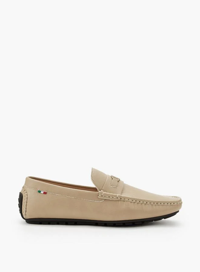 Renzo Ruganni BEIGE Men Logo Accent Slip-On Loafers for Men | Best Price UAE