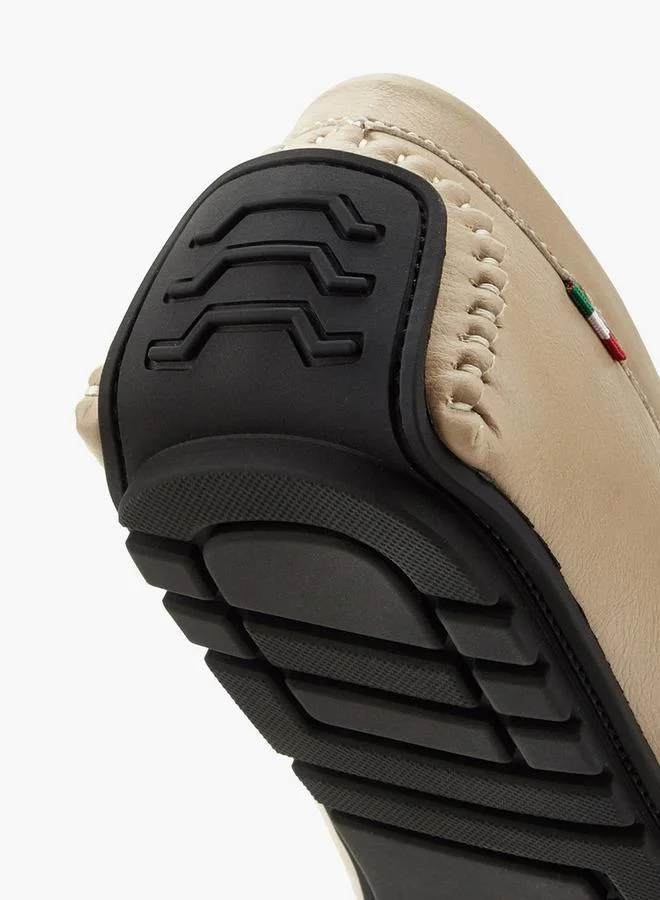 Renzo Ruganni BEIGE Men Logo Accent Slip-On Loafers for Men | Best Price UAE