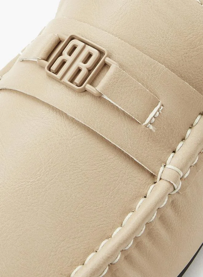 Renzo Ruganni BEIGE Men Logo Accent Slip-On Loafers for Men | Best Price UAE