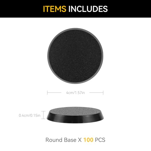 FIGURESLAB 100PCS 40mm157inch Textured Plastic Black Round Miniature Bases Model Base for Gaming Miniatures or Wargames Table Top Games - Image 5
