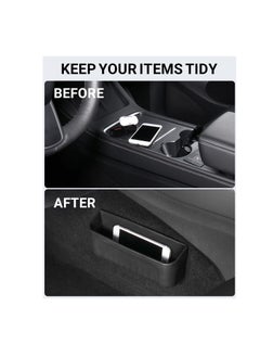 KASTWAVE Center Console Organizer for Tesla Model Y Model 3 Model S Model X, Tesla Accessories, Silicone Storage Box for Glasses, Key, Card Case, Phone, Tesla Interior Accessories, Black  - Image 2