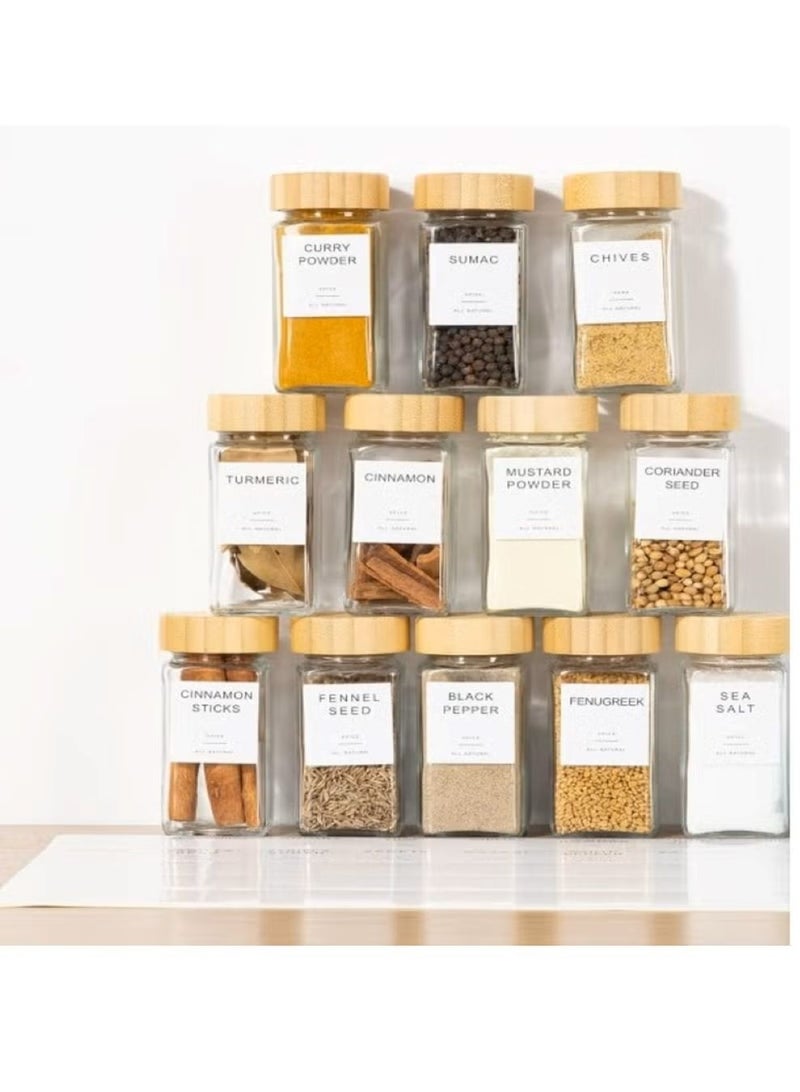 XiuWoo 120ml Glass Storage Jars Set, Set of 12 Borosilicate Glass Container Storage Jars with Lid, Glass Storage Jars Set with Labels, and Silicone Funnel - Image 1