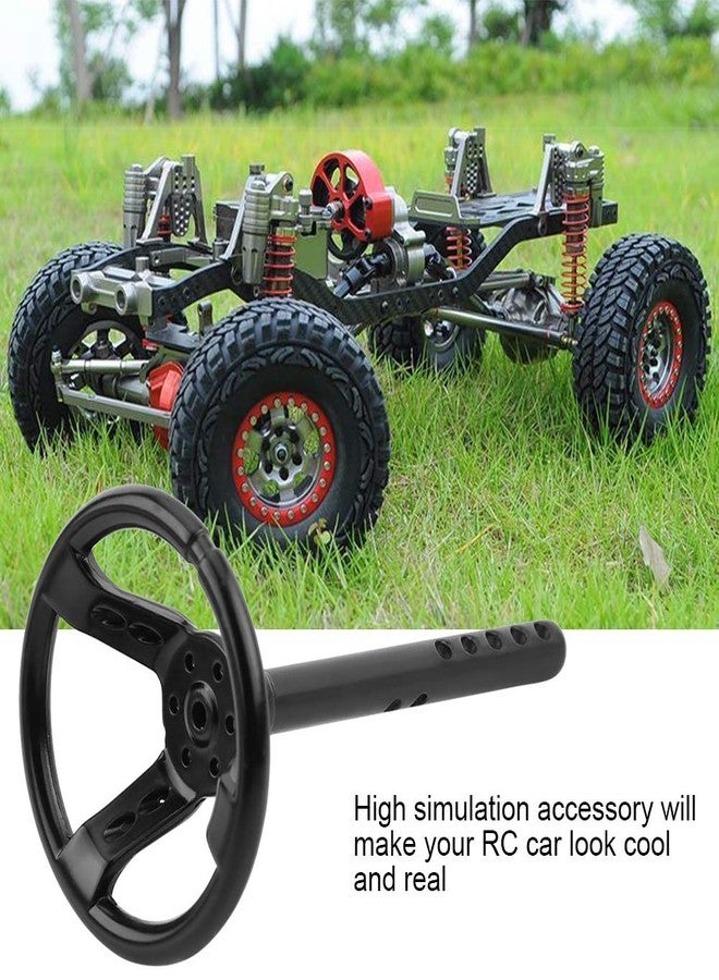 EVTSCAN RC Car Steering Wheel, 1/10 Scale Crawler Car Universal Steering Wheel, Black Aluminum Alloy, Realistic Simulation, Easy Install, Unisex, Ages 6+ - Image 2