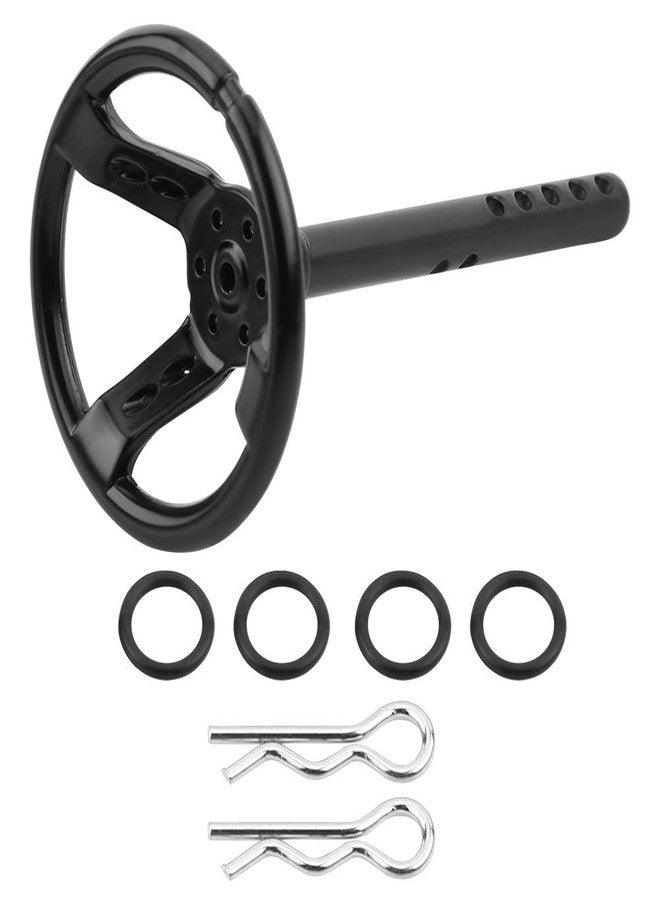 EVTSCAN RC Car Steering Wheel, 1/10 Scale Crawler Car Universal Steering Wheel, Black Aluminum Alloy, Realistic Simulation, Easy Install, Unisex, Ages 6+ - Image 1
