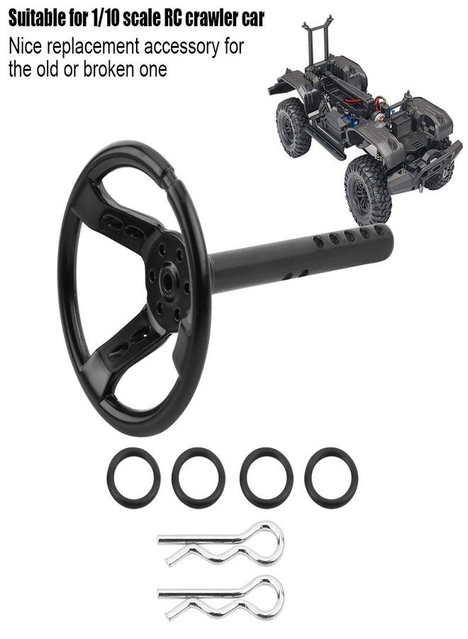 EVTSCAN RC Car Steering Wheel, 1/10 Scale Crawler Car Universal Steering Wheel, Black Aluminum Alloy, Realistic Simulation, Easy Install, Unisex, Ages 6+ - Image 3