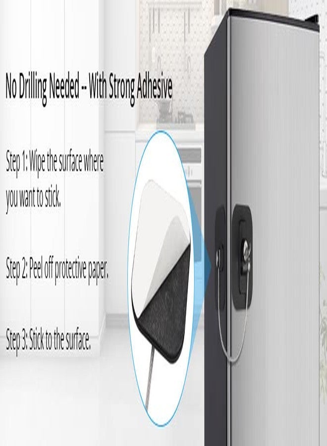 Olpad أقفال أبواب أولباد، وقفل ثلاجة بمفاتيح، وقفل درج ملفات، وقفل خزانة أمان للأطفال مع لاصق قوي - Image 5