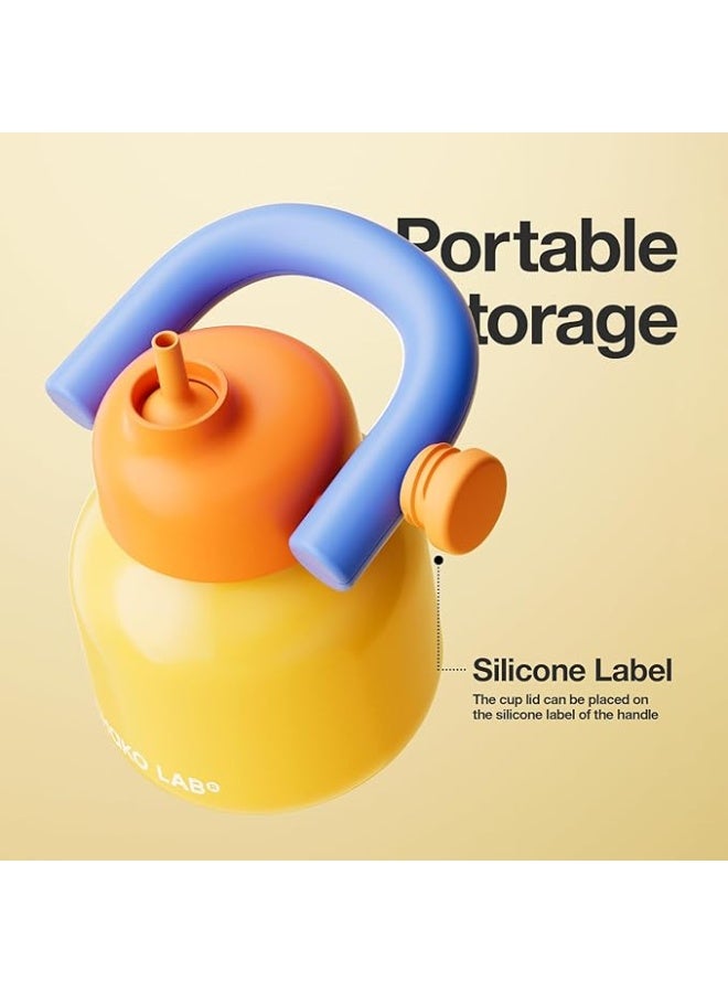 تشاكو لاب كوب CHAKO LAB معزول بتقنية التفريغ من الفولاذ المقاوم للصدأ سعة 1000 مل | خالٍ من BPA ومضاد للتسرب للمشروبات الساخنة والباردة مع شفاطة ومقبض | عزل حراري من 24 إلى 36 ساعة | قاعدة مانعة للانزلاق | أصفر وأزرق - Image 4