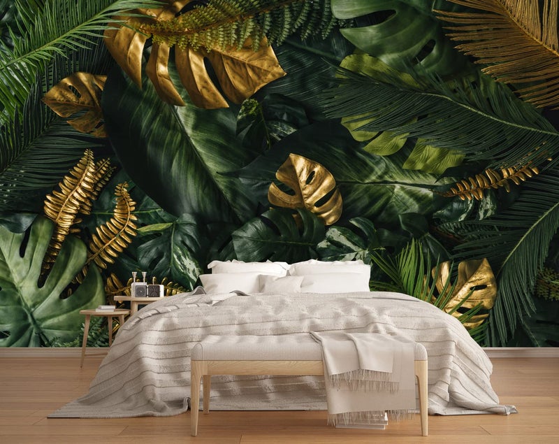 MFWFM Tropical Wallpaper Jungle Banana Leaf Wall Mural Wallpaper for Living Room (Not Peel n' Stick) - Image 1