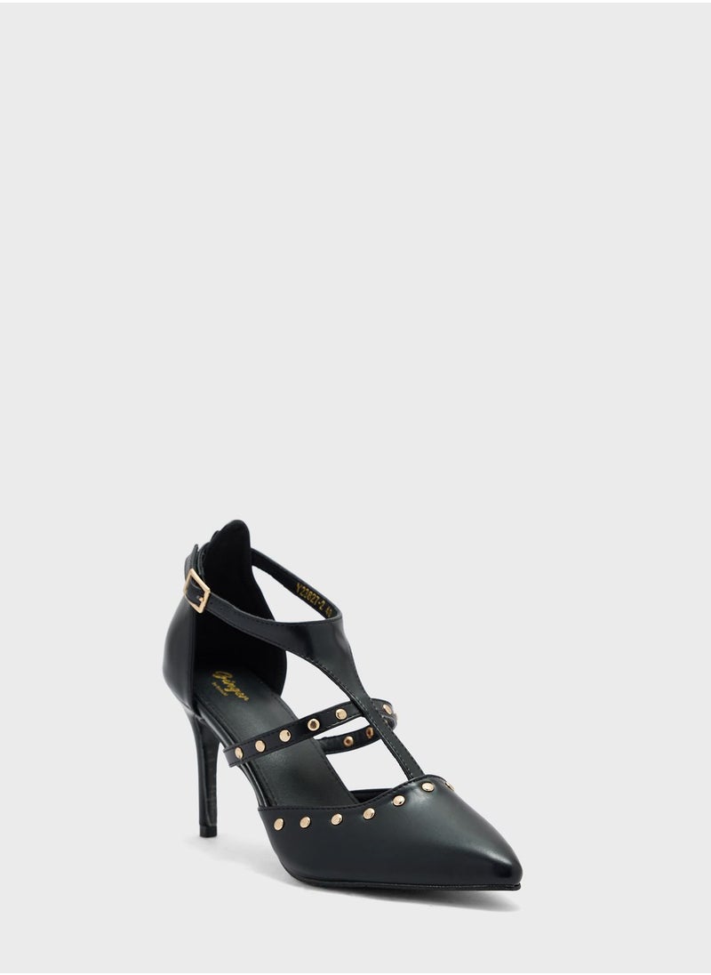 Ginger - Stud Detail Ankle Strap Pump - Image 1