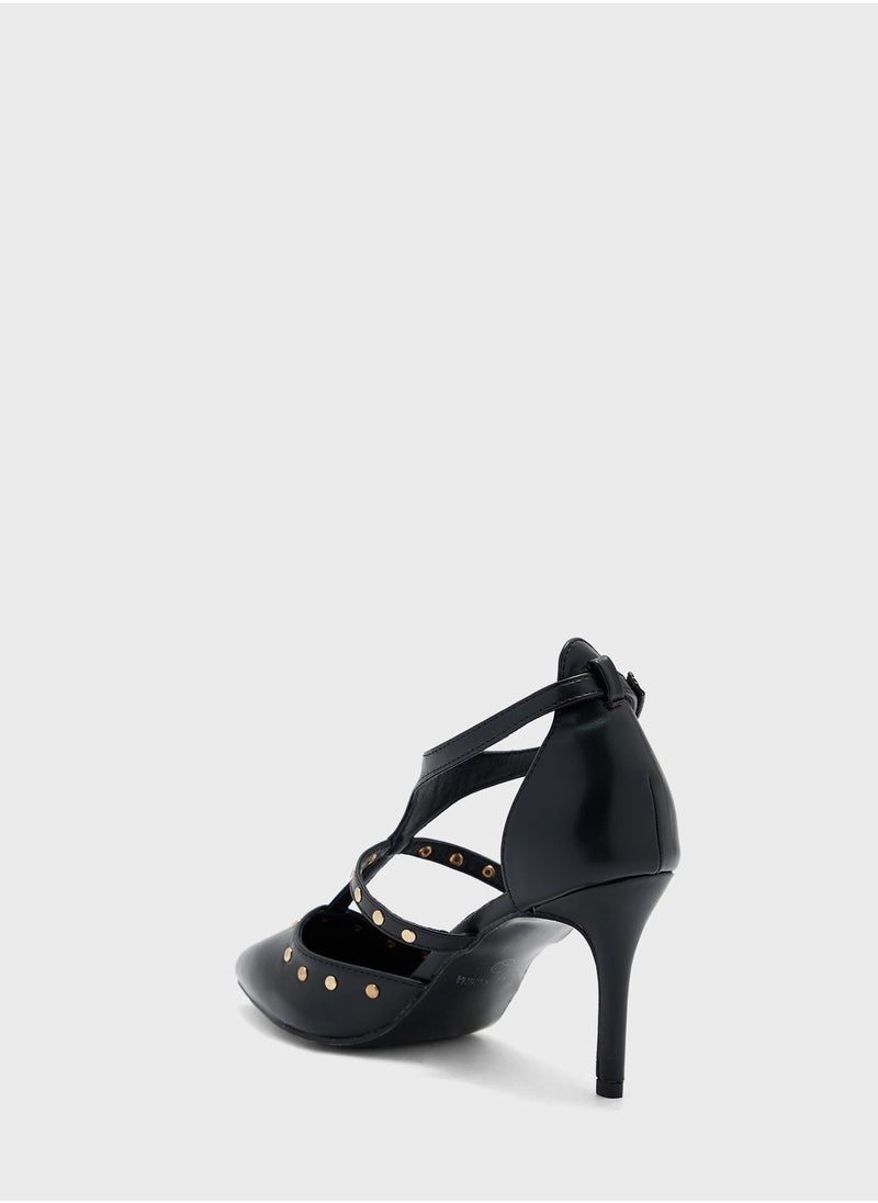 Ginger - Stud Detail Ankle Strap Pump - Image 1