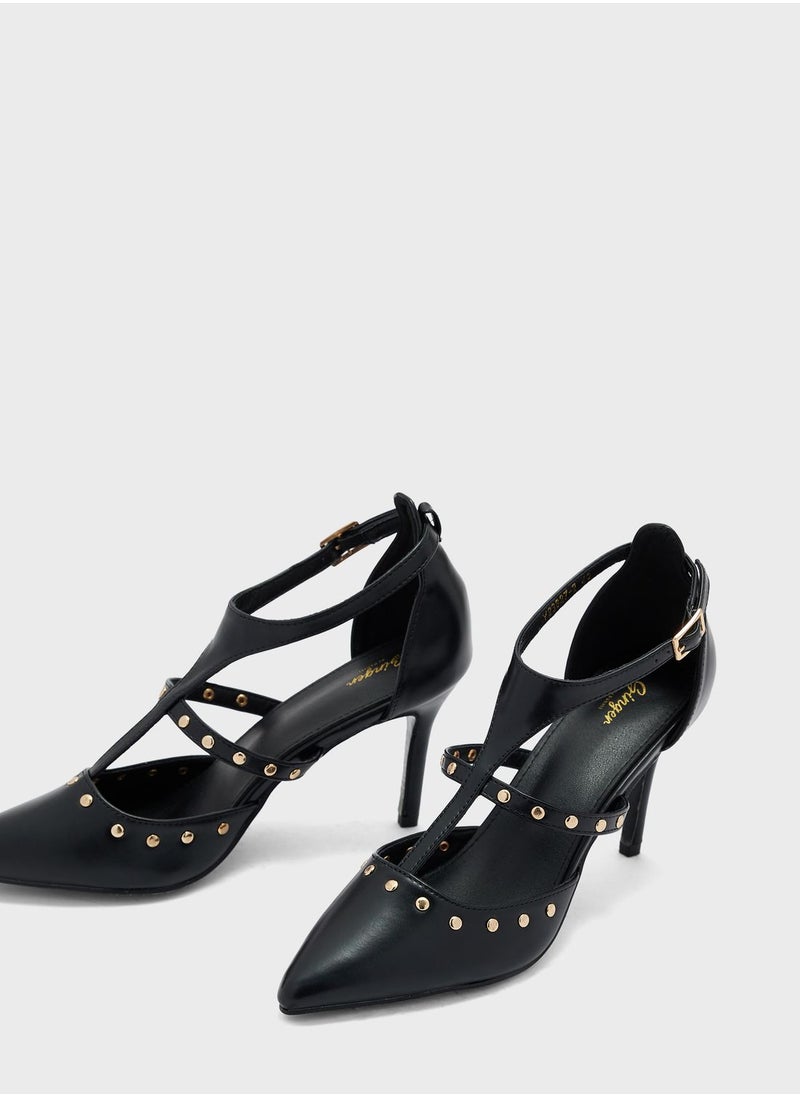 Ginger - Stud Detail Ankle Strap Pump - Image 1