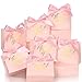 EQOREIIN Small Gift Bags 25 Pack 45x18x39 Inches Mini Thank You Bags Pink Kraft Paper Gift Bag with Bow Ribbon Small Candy Bags Gift Bag Bulk for Birthday Wedding Baby Shower Pink - Image 1