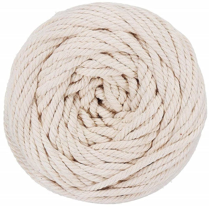 OKDEAL Natural White Cotton Cords 4mm 200m Cotton Yarn for Home Decor Wall Hanging Tapestry Crochet Weaving Knotting OffWhite - Image 2