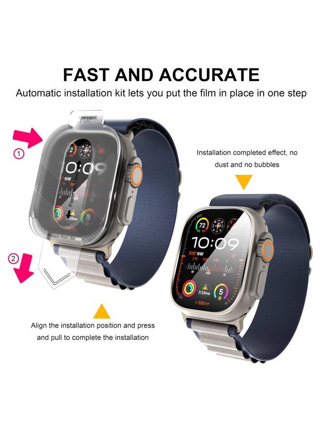 Suoman 2-Pack for Apple Watch Ultra/Ultra 2 49mm Screen Protector,[Full Cover Protective] 9H Hardness Tempered Glass Screen Protector for iWatch Ultra/Ultra 2 49mm with Auto-alignment Installation Kit - Image 3