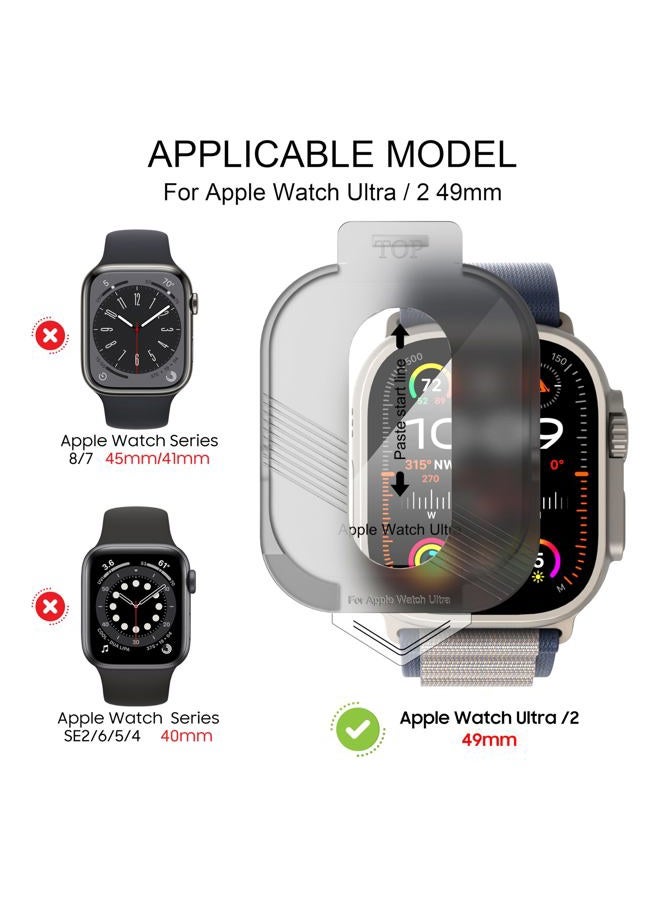 Suoman 2-Pack for Apple Watch Ultra/Ultra 2 49mm Screen Protector,[Full Cover Protective] 9H Hardness Tempered Glass Screen Protector for iWatch Ultra/Ultra 2 49mm with Auto-alignment Installation Kit - Image 2