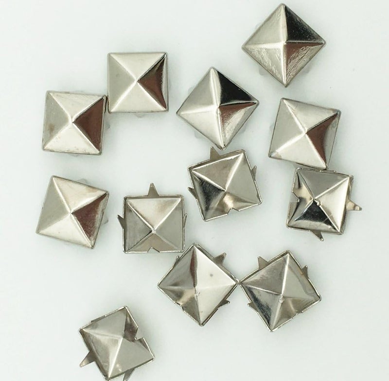 Newless 100pcs 10mm Square DIY Leathercraft Metal Punk Spikes Spots Pyramid Studs Nailheads (Silver) - Image 3