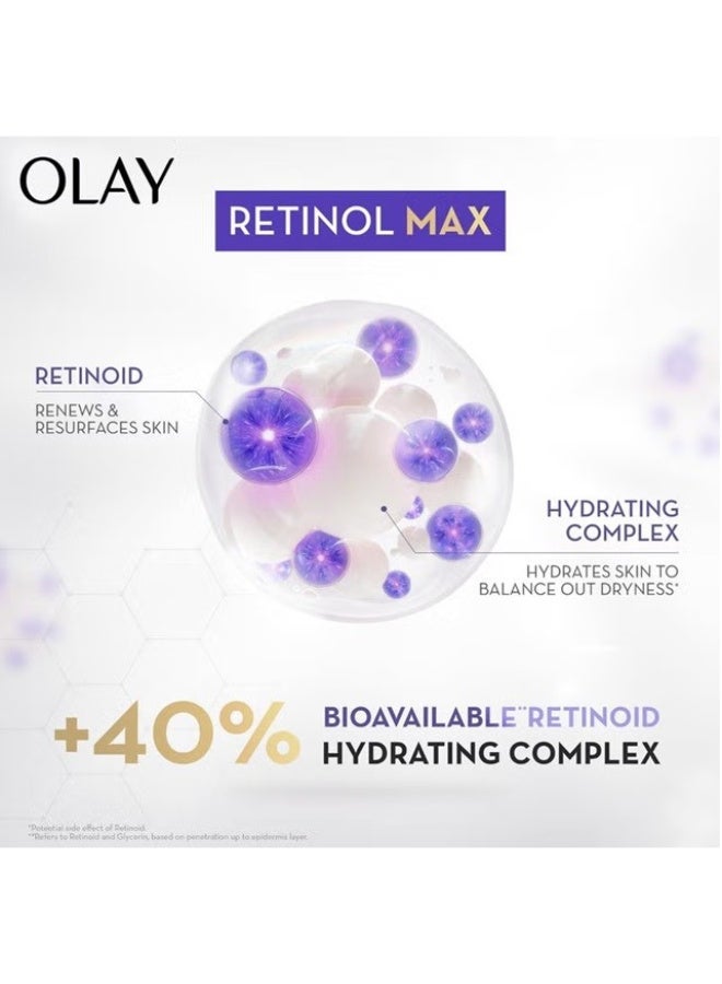 Olay Retinol24 Max Night Cream l Visibly Reduces Fine Lines in 7 Nights Max Repair Max Hydration l No Redness or Irritation Fragrance Free l Normal Oily Dry and Combination Skin l 50g - Image 3