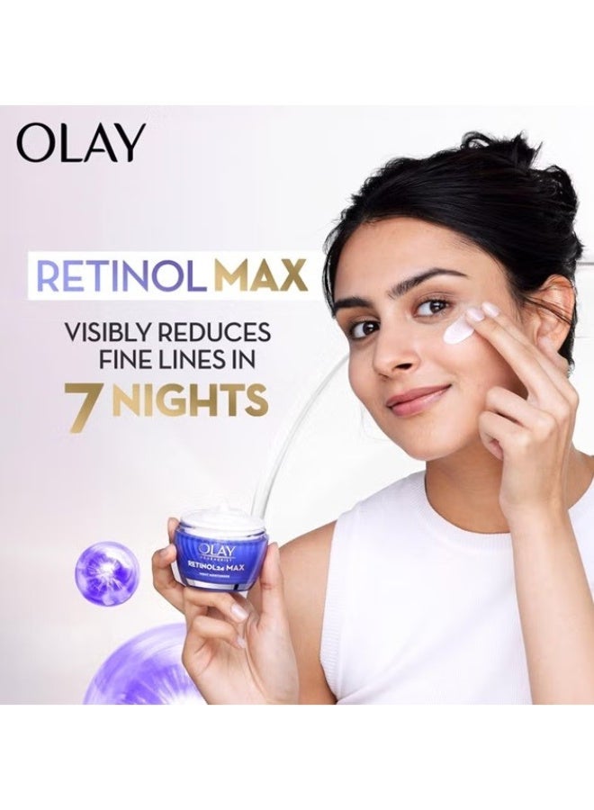 Olay Retinol24 Max Night Cream l Visibly Reduces Fine Lines in 7 Nights Max Repair Max Hydration l No Redness or Irritation Fragrance Free l Normal Oily Dry and Combination Skin l 50g - Image 2