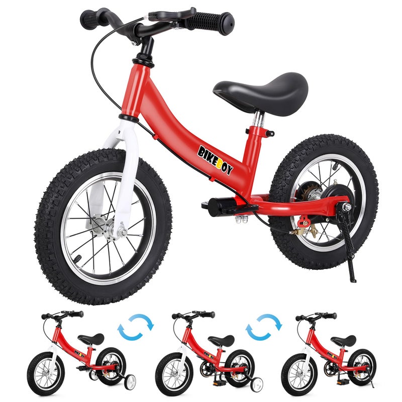 bikeboy دراجة توازن 3 في 1 - الاستخدام المزدوج لدراجة توازن للأطفال ودراجة للأطفال الصغار من 2 إلى 7 سنوات 12 14 16 بوصة مع دواسة فرامل نظرية التدريب - Image 2