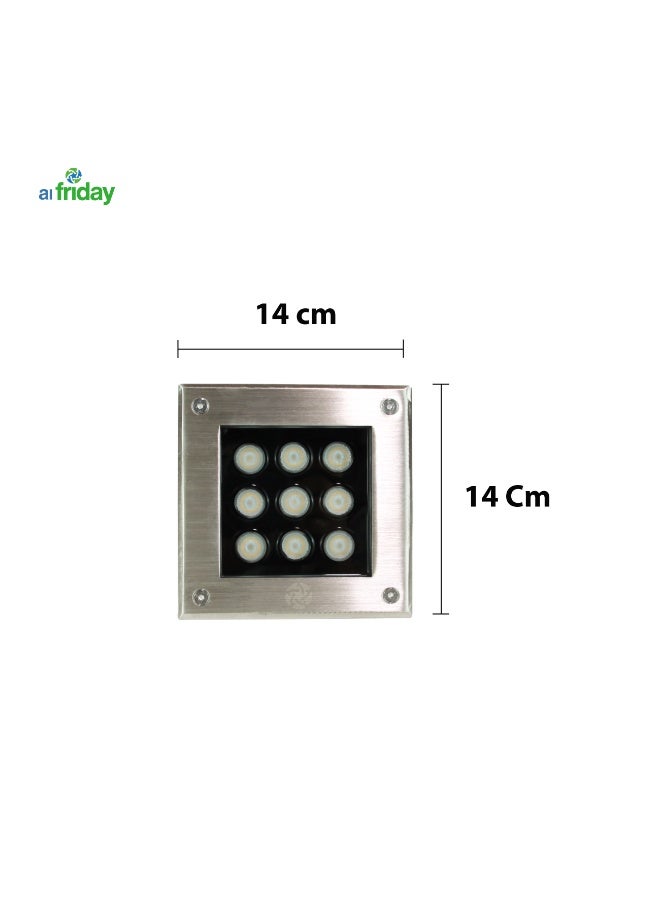 ALFRIDAY Outdoor In‑Ground Square LED Inground Light, 9W 3000K IP65, Stainless Steel Top - Image 3