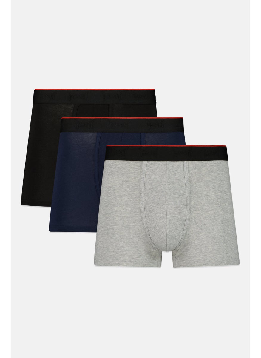 TapouT - Men 3 Pcs Brand Logo Boxer Brief, Black/Grey/Navy - Image 1