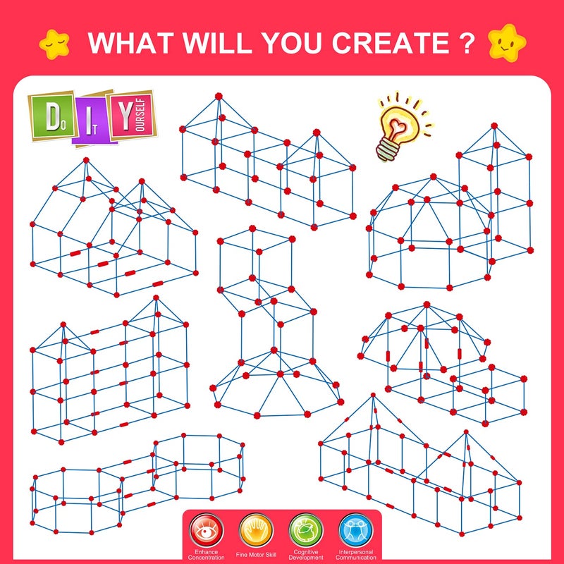 spring flower Fort Building Kit for Kids,STEM Construction Toys, Christmas & Birthday Gift for 4 5 6 7 8 9 10 11 12 Years Old Boys and Girls,Ultimate Creative Set for Indoor & Outdoors Activity,140 Pcs,Original - Image 4