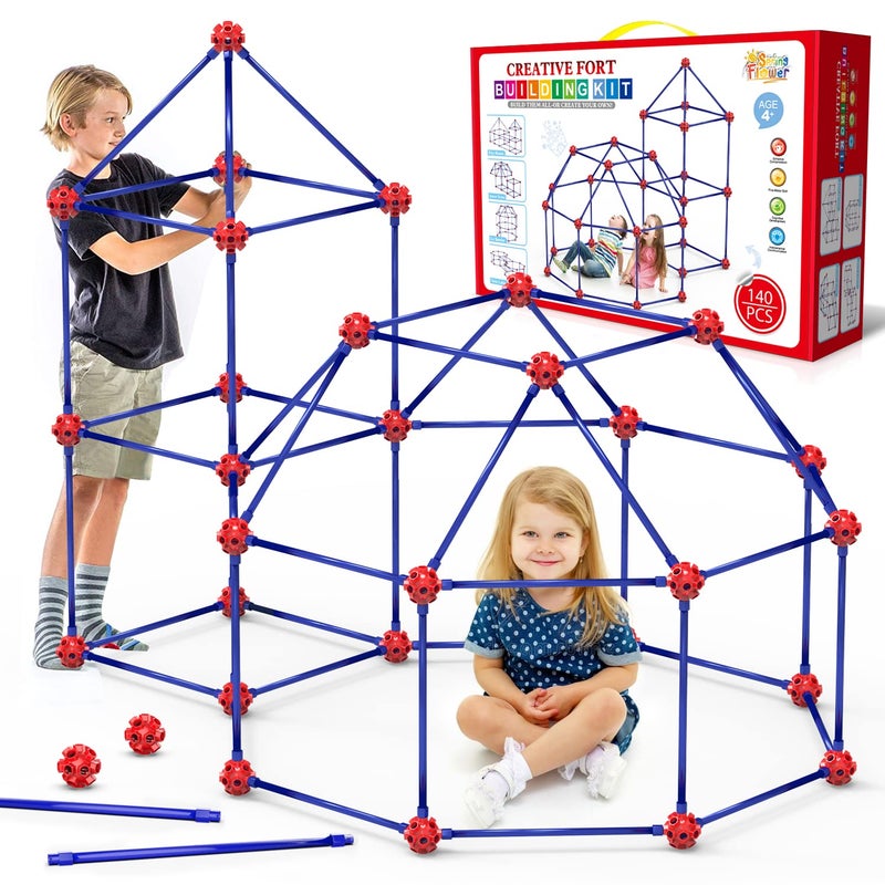 spring flower Fort Building Kit for Kids,STEM Construction Toys, Christmas & Birthday Gift for 4 5 6 7 8 9 10 11 12 Years Old Boys and Girls,Ultimate Creative Set for Indoor & Outdoors Activity,140 Pcs,Original - Image 1