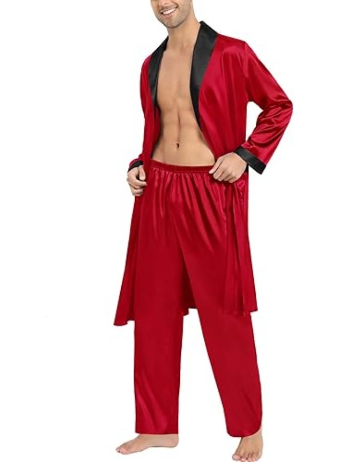 Men's satin robe and trousers set - Image 2