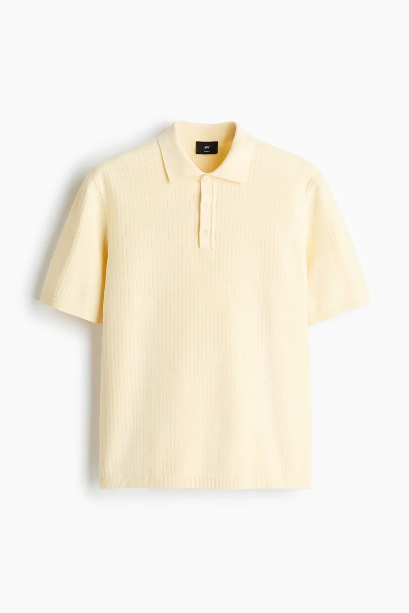 H&M Regular Fit Textured-knit polo shirt