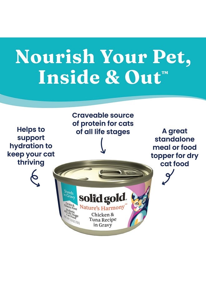 Solid Gold Nature's Harmony Wet Cat Food - Chicken & Tuna Shreds in Gravy - Canned Cat Food, 24 Pack - Image 3