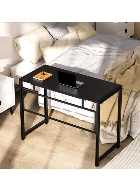 Friends Metaly-Folding Desk for Small Spaces No Assembly Home Office Space Saving Folding Table-Study Desk-Black
