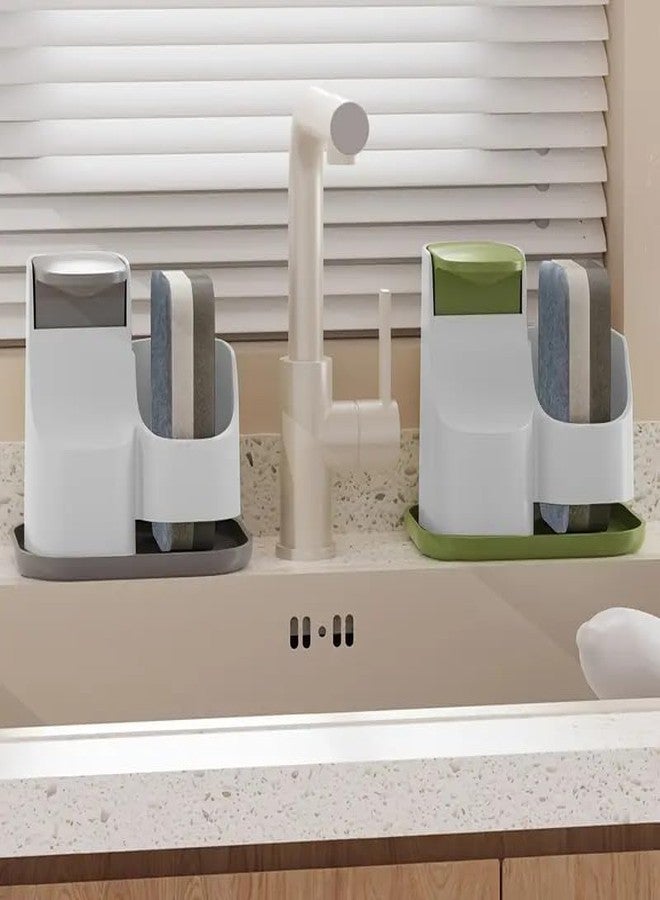 Wisik Enterprise Soap Dispenser with Sponge Holder, Liquid Hand and Dish Soap Dispenser Pump Bottle and Sponge Holder, 2 in 1 for Kitchen Sink Bathroom Counter Storage and Organization (1) - Image 2