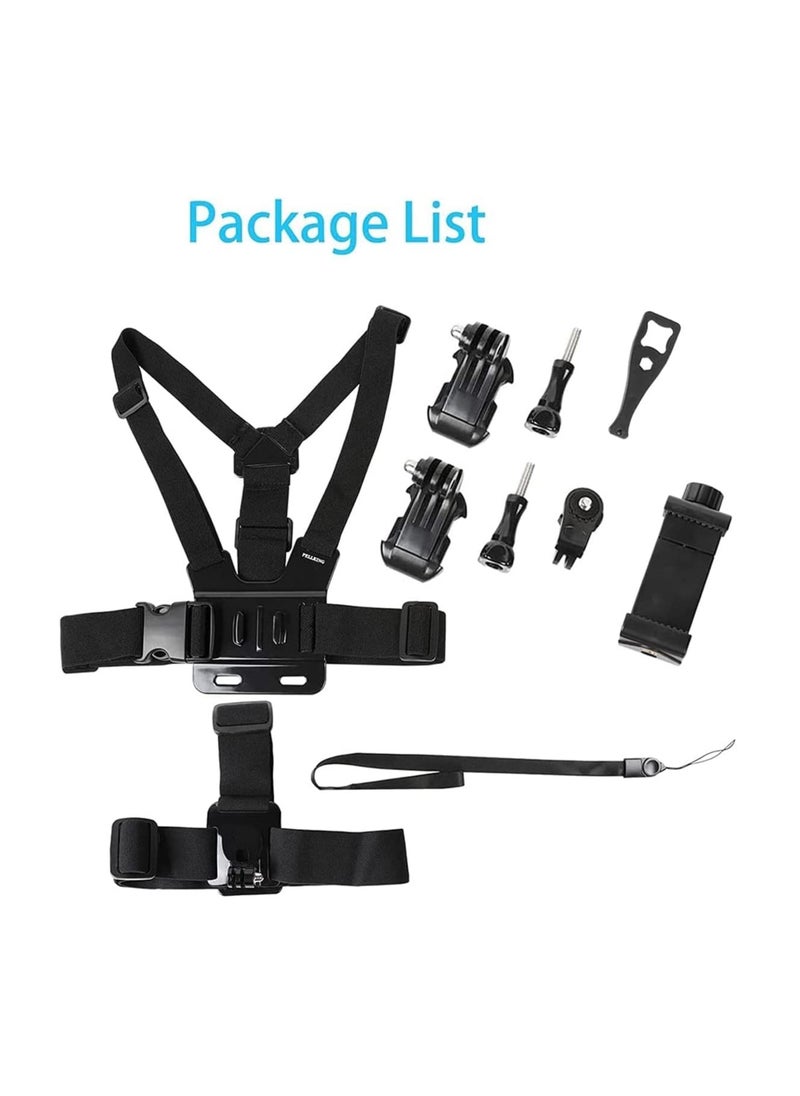 Anmi - Mobile Phone Chest Strap Harness Mount Head Strap Holder Kit for POV/VLOG,Cell Phone Clip Compatible with iPhone,Samsung,Go Pro Hero 9, 8,7, 6, 5, 4, 3,2, 1,AKASO,DJI Osmo,and Action Cameras - Image 1