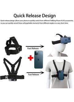 Anmi Mobile Phone Chest Strap Harness Mount Head Strap Holder Kit for POV/VLOG,Cell Phone Clip Compatible with iPhone,Samsung,Go Pro Hero 9, 8,7, 6, 5, 4, 3,2, 1,AKASO,DJI Osmo,and Action Cameras  - Image 4