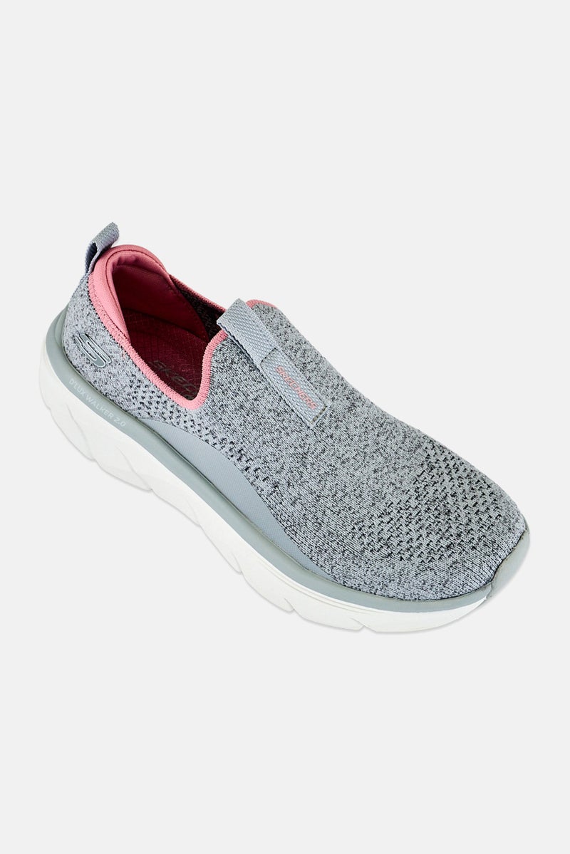 SKECHERS Women D,LUX Slip On Walking Bold State Shoes, Grey - Image 1
