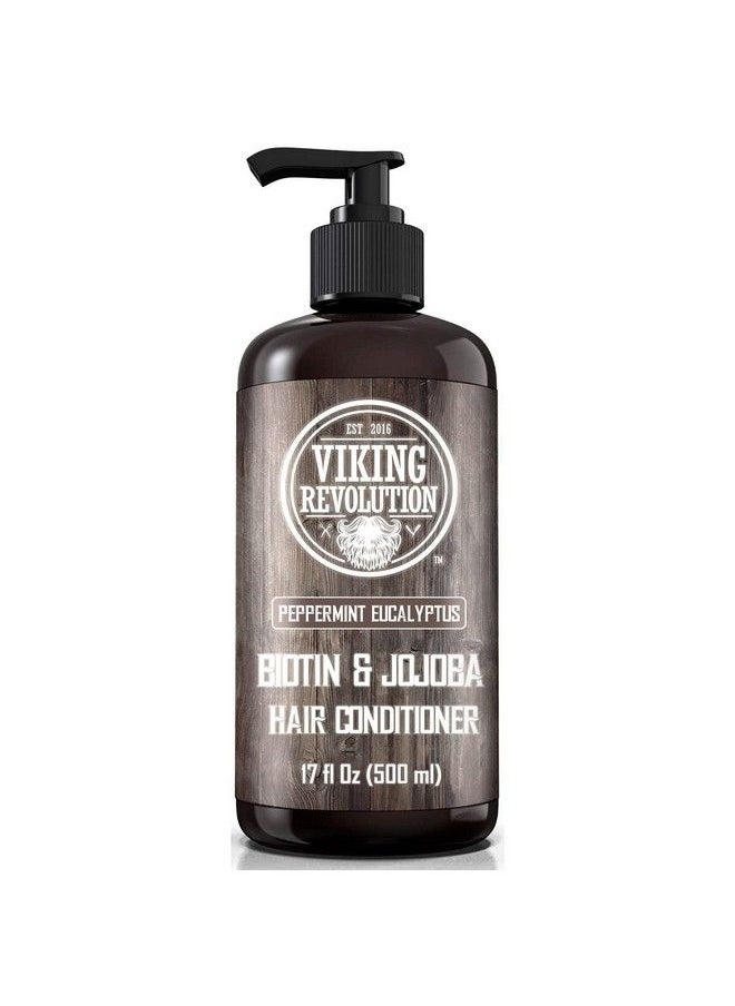 Viking Revolution Biotin Mens Conditioner Eucalyptus And Peppermint Conditioner With Jojoba Oil And Mint Oil Peppermint Oil Hair Conditioner For Men Conditioner For Dry Hair (17 Oz)  - Image 2