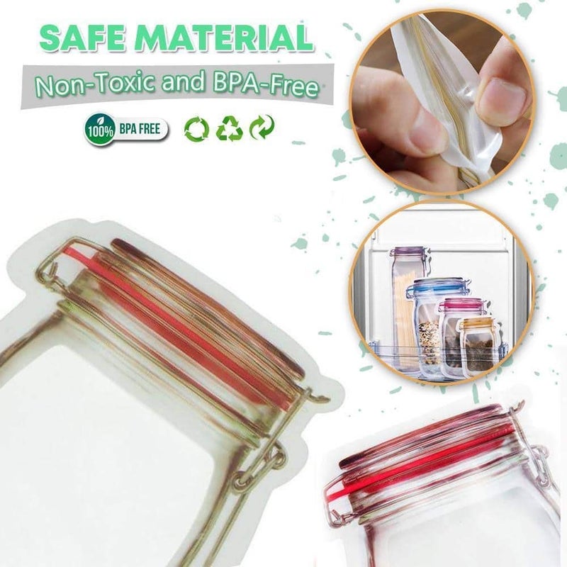 ALESSO ALESSO Jar Zipper Bags 1000 Ml Storage for Food Grains Flours Beans Reusable Zip lock Bottles Shaped Pouches Leak Proof Easy for Travel Pack of 5  - Image 5