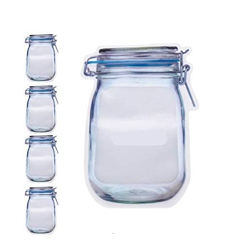 ALESSO ALESSO Jar Zipper Bags 1000 Ml Storage for Food Grains Flours Beans Reusable Zip lock Bottles Shaped Pouches Leak Proof Easy for Travel Pack of 5  - Image 1