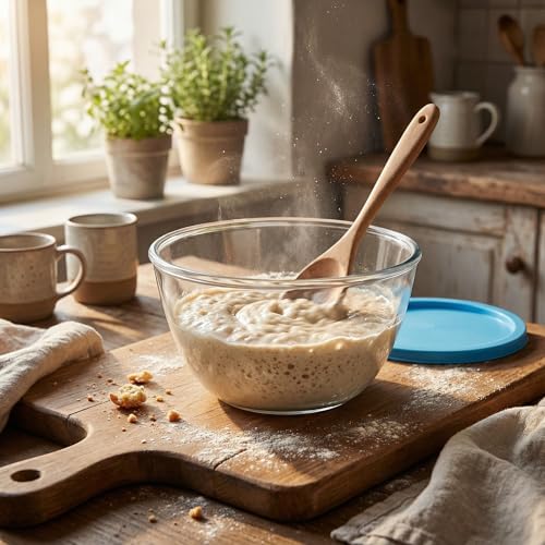 SCLWSS Glass Sourdough Mixing Bowls with Lids, 2-Pack Large Capacity Clear Bowls, 4.76 Quart for Bread Making, Perfect for Mixing, Proofing, Storing Dough - Image 4