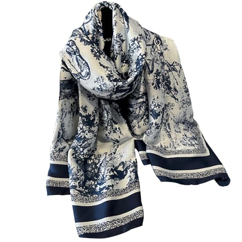 NUWEERIR Womens 100% Large Mulberry Silk Scarf Long Satin Scarf Fashion Lightweight Wraps - Image 1