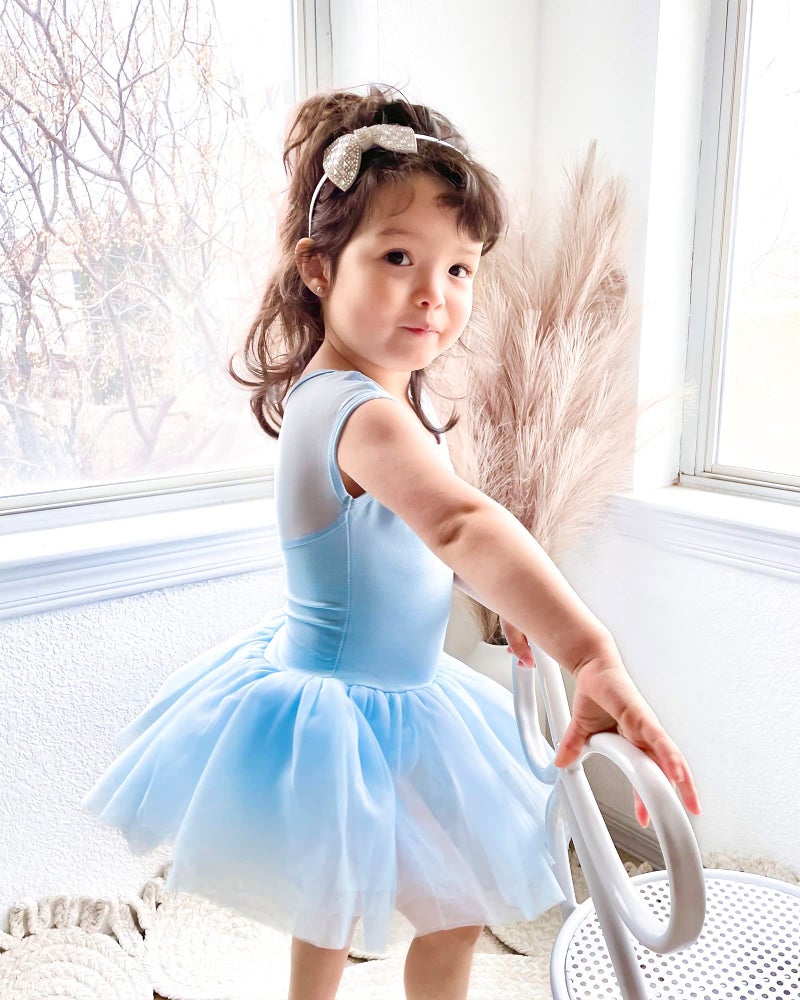 Stelle Ballet Leotards for Girls Toddler Leotard with Tutu Skirt Dance Tutu Dress (Blue,2-3T) - Image 2